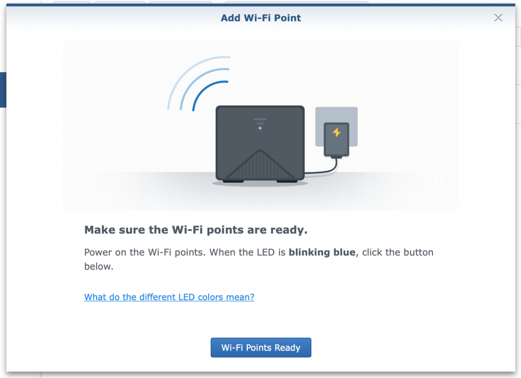 Screenshot of step 2 in the Add Wi-Fi Point wizard in Synology Router Manager SRM 1.2.3